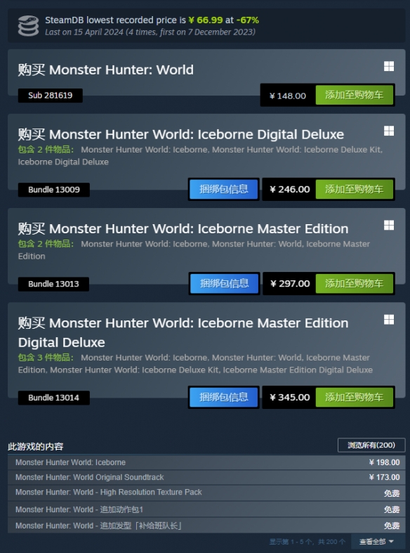 《怪物猎人：世界》Steam 价格永降！