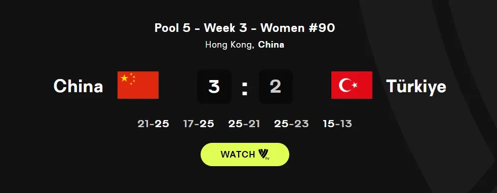 中国女排逆转战胜土耳其队，提前晋级世联赛总决赛